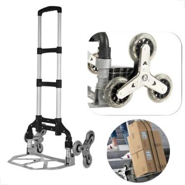 Imagem de Carrinho De Carga 6 Rodas Sobe Escada Com Sacola Feira 70 Kg Aluminio 