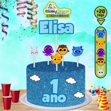 Imagem de Topo de bolo Bolofofo (tema1)  + 20 Tags para aniversário - EloisyDesi
