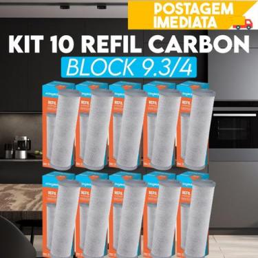 Imagem de Kit 10 Refil Filtro Carvão Ativado Carbon Block 9 3/4'' Acquabios