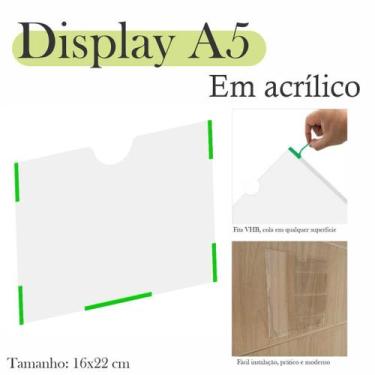 Imagem de 10 Display Parede Quadro Aviso Porta Folha A5 Acrílico horiz - INDÚSTR