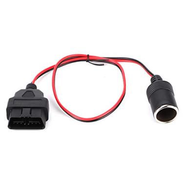 Imagem de Cabo do soquete do isqueiro do cigarro, adaptador do soquete do isqueiro do cigarro obd2, cabo de alimentação fêmea do conector da cabeça de 16pin t para carros