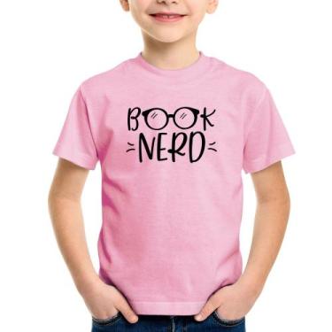 Imagem de Camiseta Infantil Book Nerd - Foca na Moda, Rosa bebê, 12