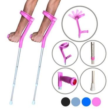 Imagem de Par Bengala Muleta Articulada Altura Ajustável Colorida - Alo Ortopedi