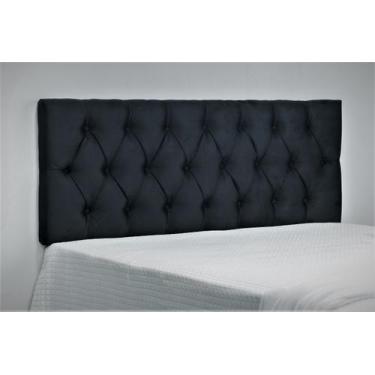 Imagem de Cabeceira Estofada Queen Modelo Capitonê 160x60cm Cor Preta - Elegânci