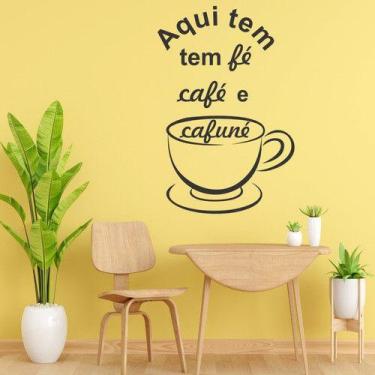 Imagem de Adesivo De Parede Decorativo Frase Aqui Tem Fé Café e Cafuné - Dekal D