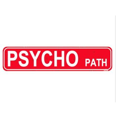 Imagem de Placa Psycho Path Placa de Rua Rústica para Placa de Nome de Porta Placa de Nome para Casa Pátio Jardim Bar Quinta Casa Garagem Parede Decoração Metal Placa Vermelha 40 x 10 cm