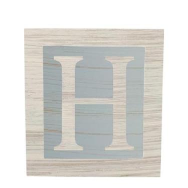 Imagem de Cubo Azul Letra Branca com Aplique Festa Chá de Bebê Decoração 8x8x8 C