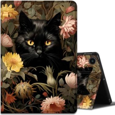 Imagem de Capa para Samsung Galaxy Tab A9 Plus 11 polegadas 2023, ângulos de visualização múltipla, com função hibernar/despertar automática para tablet Samsung Galaxy A9 + (SM-X210/X216/X218), gato preto