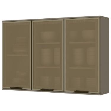 Imagem de Armário Aéreo Cozinha 120 cm Connect 3 Portas com Vidro 100% Mdf Duna - Henn