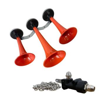 Imagem de Kit Buzina Verdureiro 3 Cornetas Com Válvula Cordinha Metal