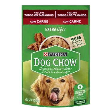 Imagem de Alimento úmido Dog Chow Sachê Sabor Carne para Cães Adultos de todos os tamanhos extra life- Nestlé Purina (100g)