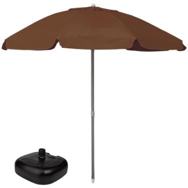 Imagem de Guarda Sol 2,4m Marrom Bagum Alumínio Articulável Com Base Plástica Preta - Belfix
