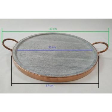 Imagem de Kit 2 Formas de pizza em pedra sabão de 37 cm externo