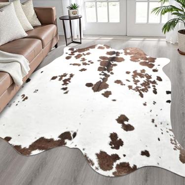 Imagem de Easycozy Tapete de couro sintético com estampa de vaca: 11 x 13 cm, couro bovino sintético, estampa de vaca espessa para quarto, sala de estar, decoração de escritório em casa