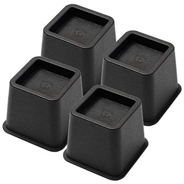 Imagem de Ihomepark Suporte de Cama Quadrado Preto, 7,6 cm, Conjunto de 4, para Cama, Sofá, Cadeira, Escrivaninha
