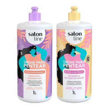 Imagem de Salon Line, Kit Creme de Pentear Super Desembaraço e Super Controle, Veganos - Para Cabelos Cacheados, Crespos e em Transição, 1L