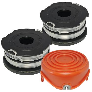 Imagem de DF-065 DF-065-BKP Linha de carretel de aparador de cordas 9,5 m 0,2 cm com tampa de carretel RC-065-P Substituição para Black and Decker GH710 GH700 GH750 Weed Eater Wacker String Trimmer Line Edger