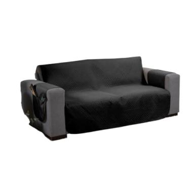 Imagem de Protetor de Sofá 2 3 4 Lugares Retrátil (1,00/1,50/1,80/2,20m) Capa Protetora Matelada Porta Objetos(Preto,3 Lugares King (1,80m))