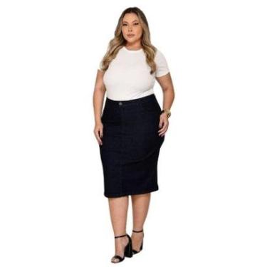 Imagem de Saia Jeans Escura Shyros Plus Size-Feminino