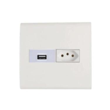 Imagem de Conjunto 4x4 2 Módulo USB+ Tomada 10A Tramontina Liz Branco