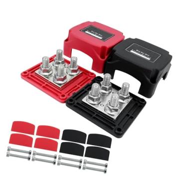 Imagem de Esquirla de distribuição de energia Barra de barramento de cobre Conexão do 48V Acessórios para carros 400A Terminal Studs para Marine M10, Vermelho E Preto