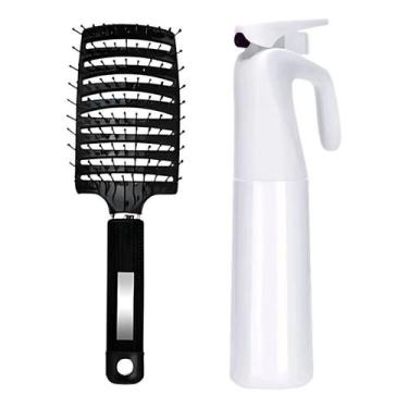 Imagem de Borrifador Névoa D'água Com Apoio 300ml + Escova Raquete Preta - Crist