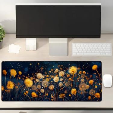 Imagem de Turamurra Tapete de mouse para jogos Starry Night Dandelions 80 cm x 30 cm, base de borracha antiderrapante para computadores, laptop, escola, escritório, acessórios para casa, decoração, mouse pad