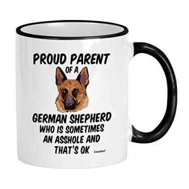 Imagem de Casitika Caneca de pastor alemão. Caneca de café de pastor de 325 ml. Proud Parent Of A German Shepherd Who Is Sometimes An Ahole And It's Ok.