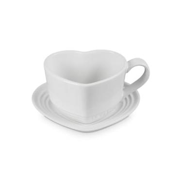 Imagem de Caneca Coração com Pires 220 ml Branca Le Creuset