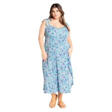 Imagem de City Chic Vestido feminino plus size - Tamara, Azul Ditsy, 46