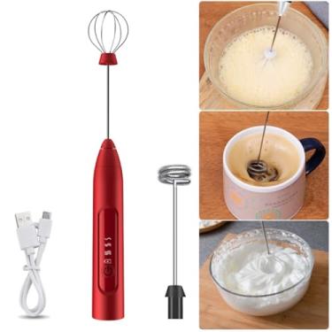 Imagem de Batedor Misturador Mixer Elétrico para Bebidas Leite Café Clara de Ovos (Vermelho)