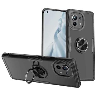 Imagem de Capa Case Xíaomi Mi 11 (Tela 6.81) Carbon Clear Com Stand e Anel (Preto/Transparente)