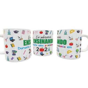 Imagem de Caneca Porcelana Dia Dos Professores Eu Sobrevivi 2021 - Villa Caneca