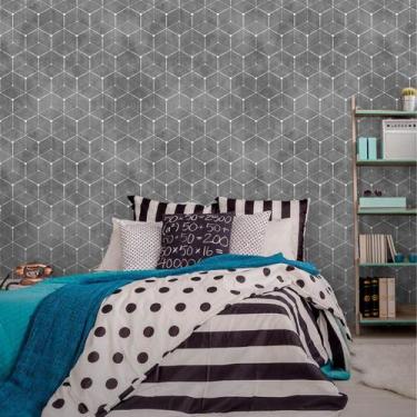 Imagem de Papel de Parede Geométrico com Cimento Queimado Escuro 270 - Inove Pap