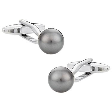 Imagem de Abotoaduras de pérola simuladas cinza escuro cristal Swarovski Cuff-Daddy com caixa de apresentação