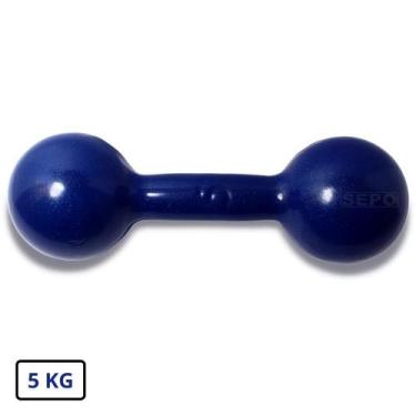 Imagem de Halter Redondo Bola Emborrachado 5 Kg Azul - SEPO