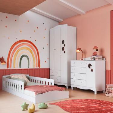 Imagem de Quarto Infantil Completo Aquarela 4 Portas 6 Gavetas Branco - Pnr Móve