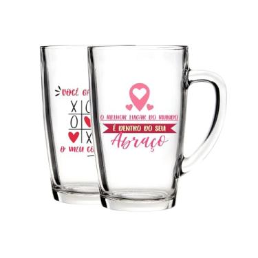 Imagem de 1 Caneca de Vidro Transparente 300ml Temática Dia Dos Namorados Amor Arte Fixa Presente Fofo Criativo Personalização Resistente Qualidade Não Desbota (O melhor lugar do mundo...)