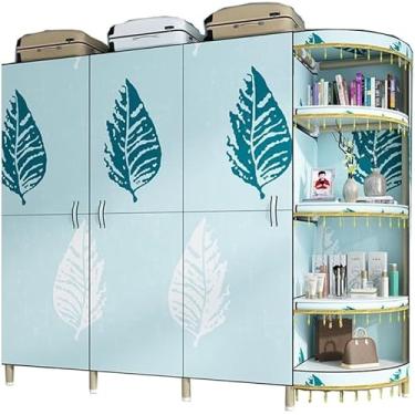 Imagem de Armário De Canto, Com Compartimentos De Armazenamento Quarto Guarda-roupa Portátil Prateleiras Guarda-roupa Organizador De Armazenamento Guarda-roupas De Tecido, Para Quarto, B, 140 * 50 * 180CM