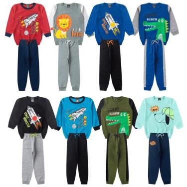 Imagem de Kit 3 Conjuntos de Moletom Inverno Outono Menino Roupa Infantil Quenti