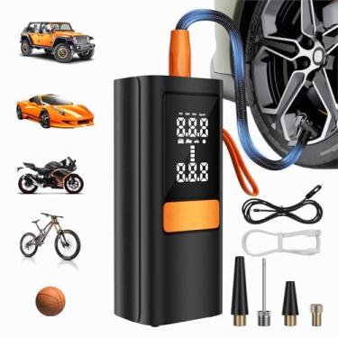 Imagem de Compressor de ar portátil para inflador de pneu - Compressor de ar de 150 PSI com medidor de pressão de pneu, bomba de ar portátil 3X mais rápida para carros, bicicletas e pneus de motocicleta, bolas