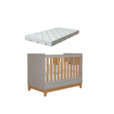 Imagem de Berço Bebe Americano 3x1 MDF Dorabelly Bis Com Colchão 
