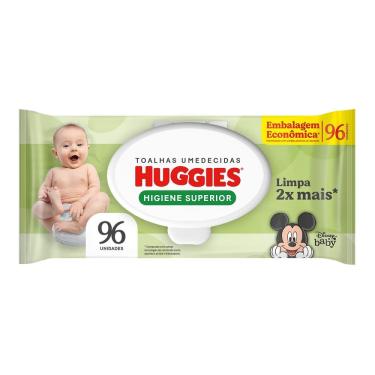 Imagem de Lenços Huggies Higiene Superior Limpam 2x Mais 96 Unidades