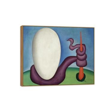 Imagem de Tarsila do Amaral Famosas Impressões em Tela-Imagem arte parede lona-Moldura Madeira Pintura decoração quarto Sala de estar(cobra) 50x60cm
