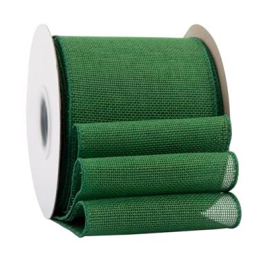 Imagem de Ribbonitlux Fita De Juta Verde-Floresta Com Arame, 10 Cm X 20 Jardas, Borda Para Embrulho Presente, Laço Grande, Guirlanda E Decoração Árvore Natal