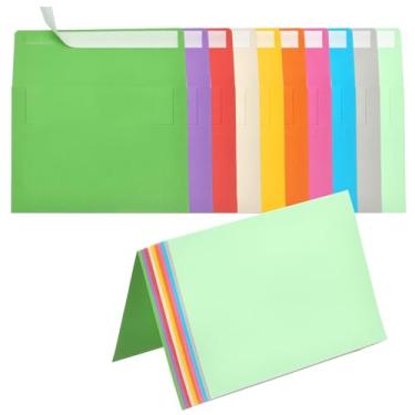 Imagem de PATIKIL Pacote com 20 envelopes com 10 cores sortidas, 10 x 15 cm, envelopes autoselados A6 com cartolina dobrada para cartões comemorativos de casamento, aniversário, convites para envio de cartas