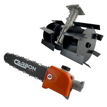 Imagem de Enxada Rotativa Capinadeira para Roçadeira 28mm 9 Estrias + Motopoda Galhos Carbon Fak