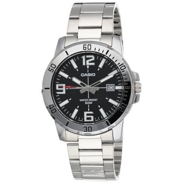 Imagem de Casio Relógio social masculino prata de aço inoxidável - MTP-VD01D-1BVUDF, prata, vestido, Prata, Vestido