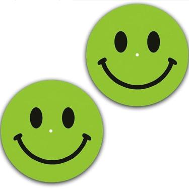 Imagem de DJ One Pair Smiley Have A Nice Day #5 Scratch Pad Vinil Memorabilia 18 cm Tapete Deslizante Portablismo Toca-discos Tapete DJ Platter Pad x2