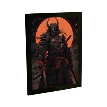 Imagem de Quadro Decorativo Anime Samurai Ilustração Laranja Decoração Poster Quarto Sala